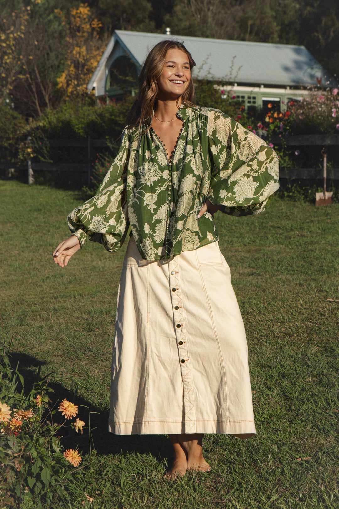 Aurora Blouse - Evergreen