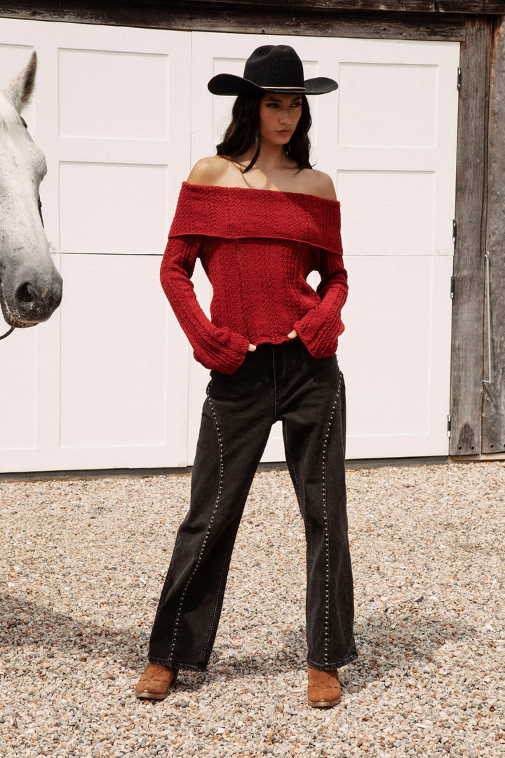Destiny Knit Top - Red