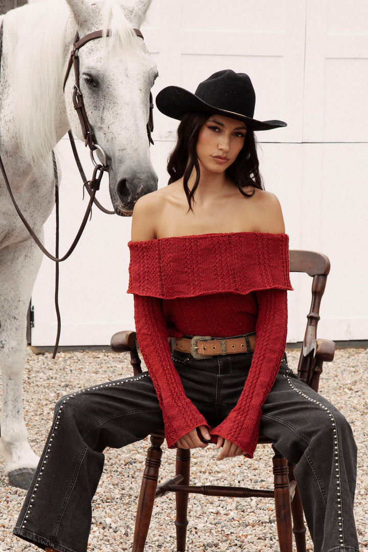 Destiny Knit Top - Red