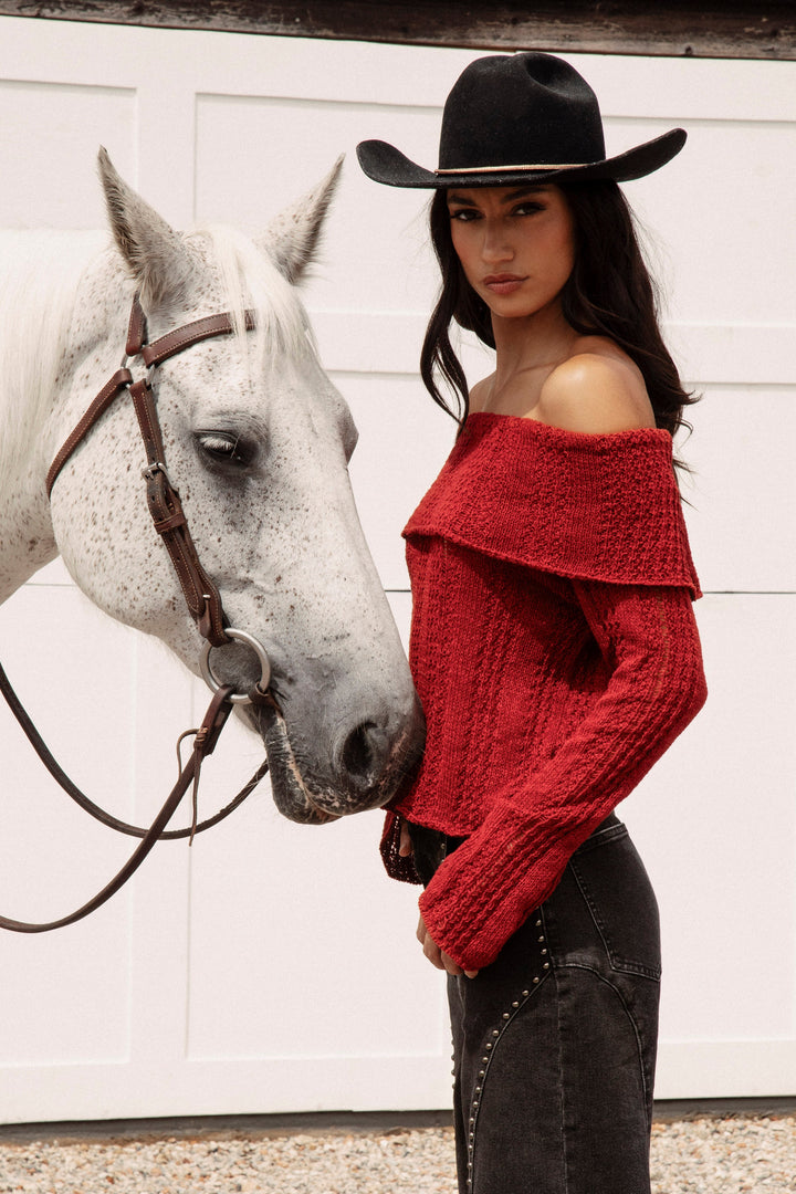 Destiny Knit Top - Red