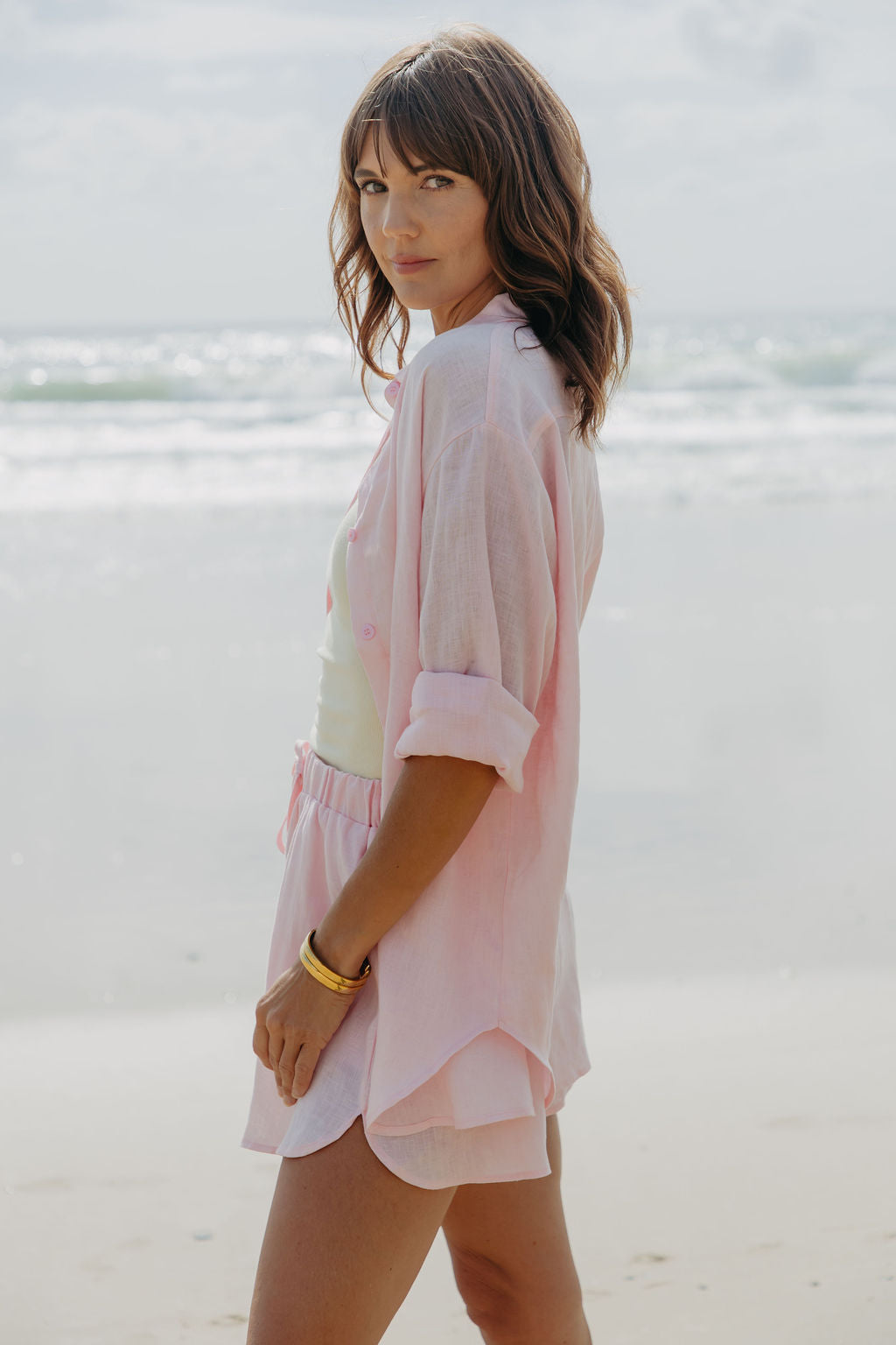 Ada Relaxed-Fit Linen Shirt - Pink