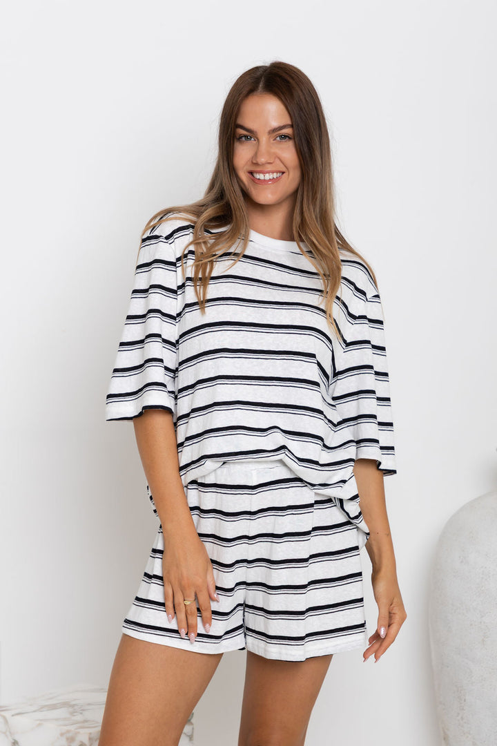 Winnie Stripe Shorts - White and Black