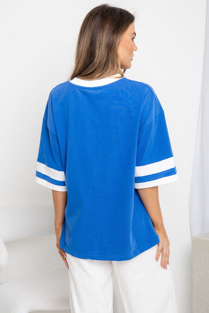Blake Relaxed-Fit Stripe Tee - Blue and White