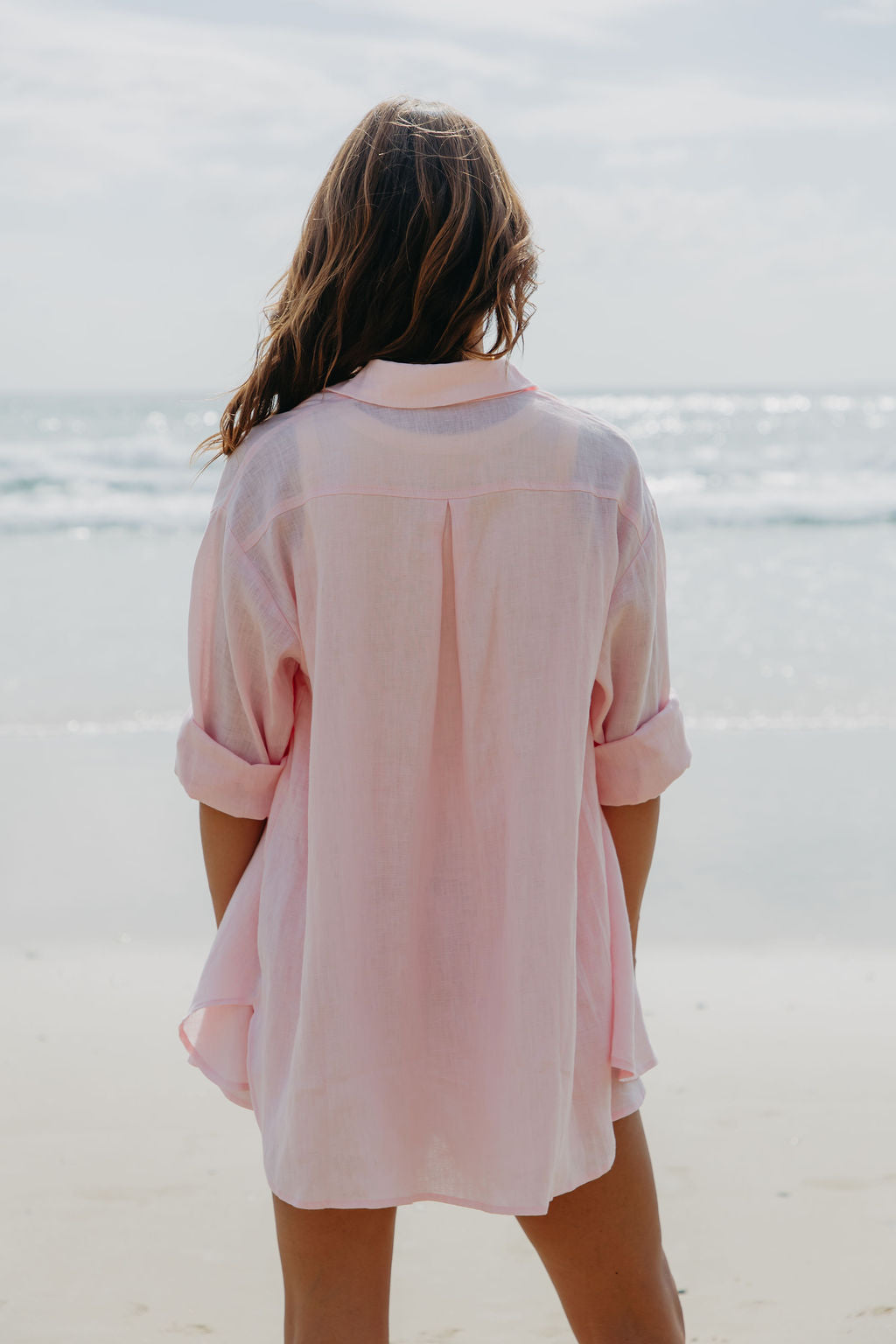 Ada Relaxed-Fit Linen Shirt - Pink