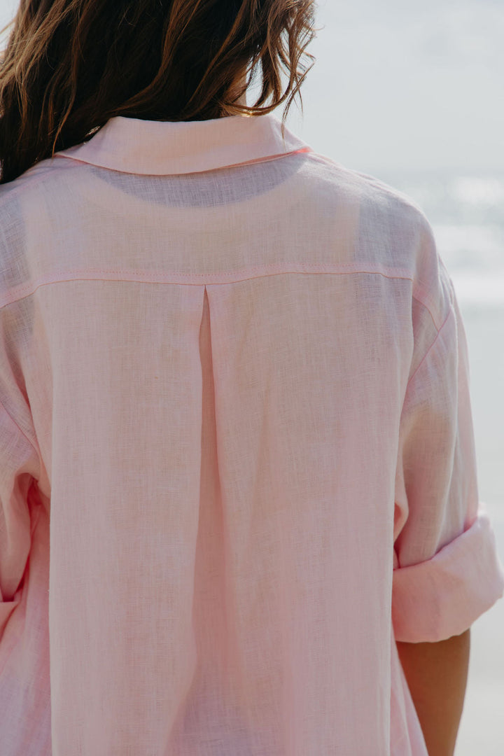 Ada Relaxed-Fit Linen Shirt - Pink