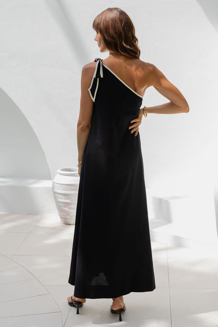 Lucinda One-Shoulder Maxi Dress - Black
