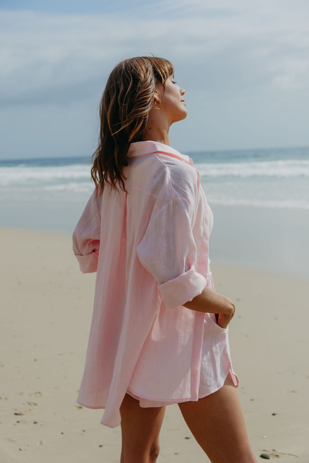 Ada Relaxed-Fit Linen Shirt - Pink