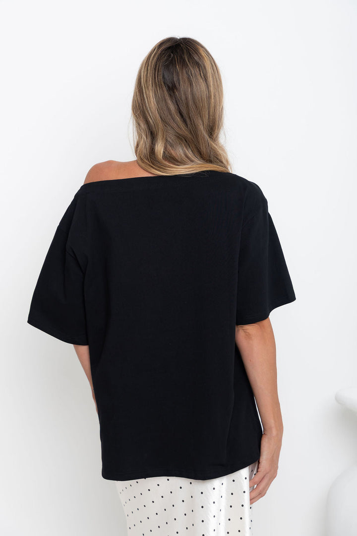 Arden Off-The-Shoulder Tee - Black