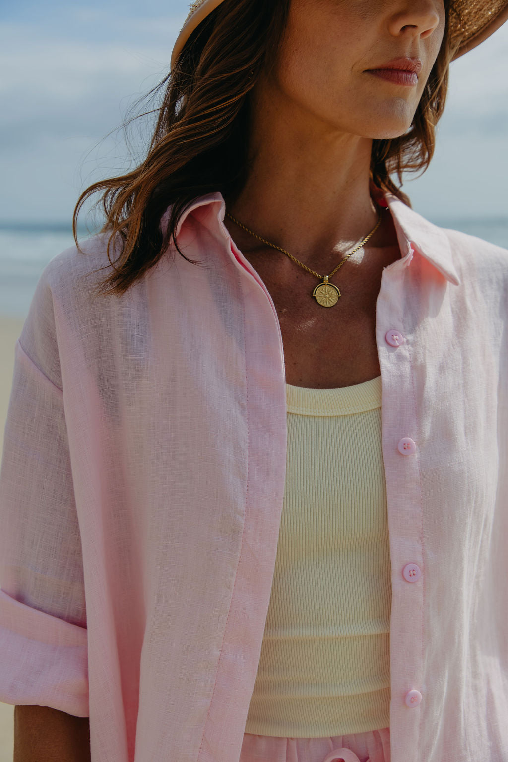 Ada Relaxed-Fit Linen Shirt - Pink