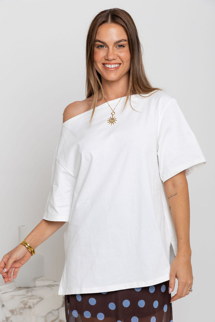 Arden Off-The-Shoulder Tee - White