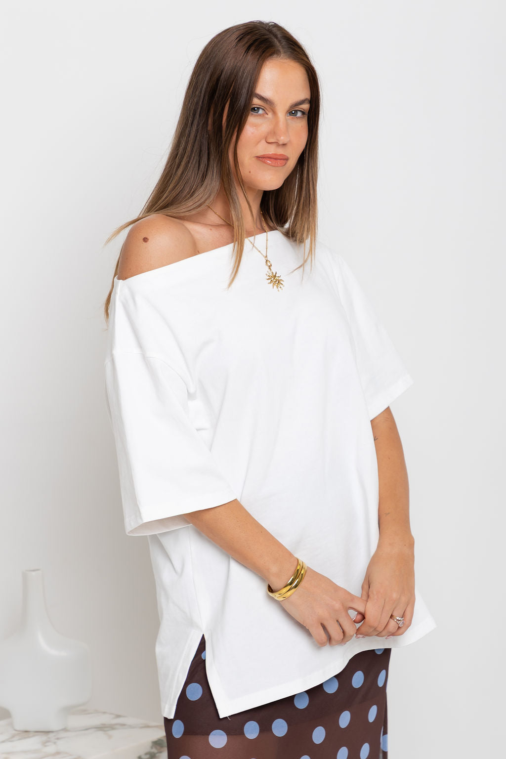 Arden Off-The-Shoulder Tee - White