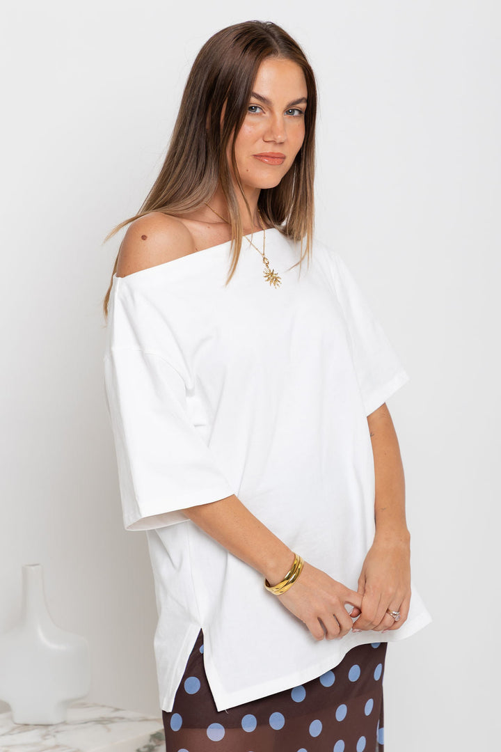 Arden Off-The-Shoulder Tee - White