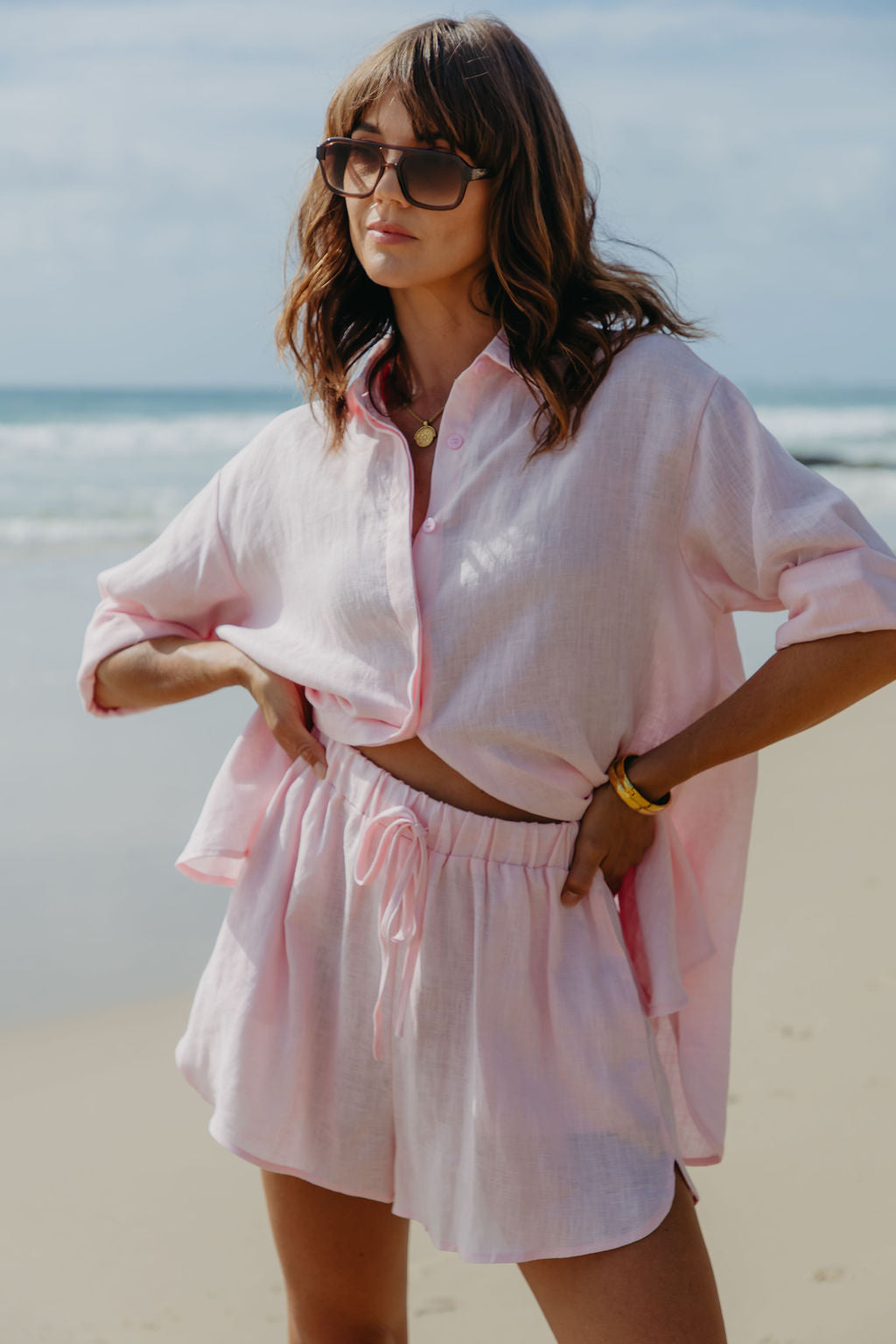 Charlie Linen Shorts - Pink