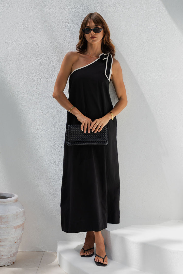 Lucinda One-Shoulder Maxi Dress - Black