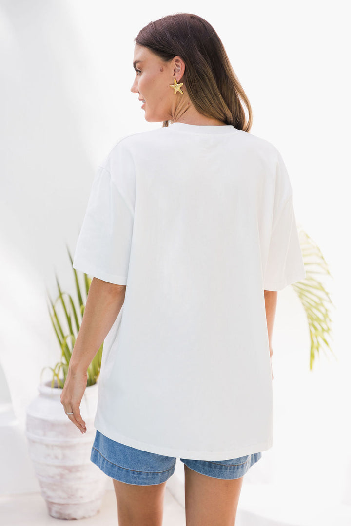 Malibu Embroidered Starfish Tee - Blue