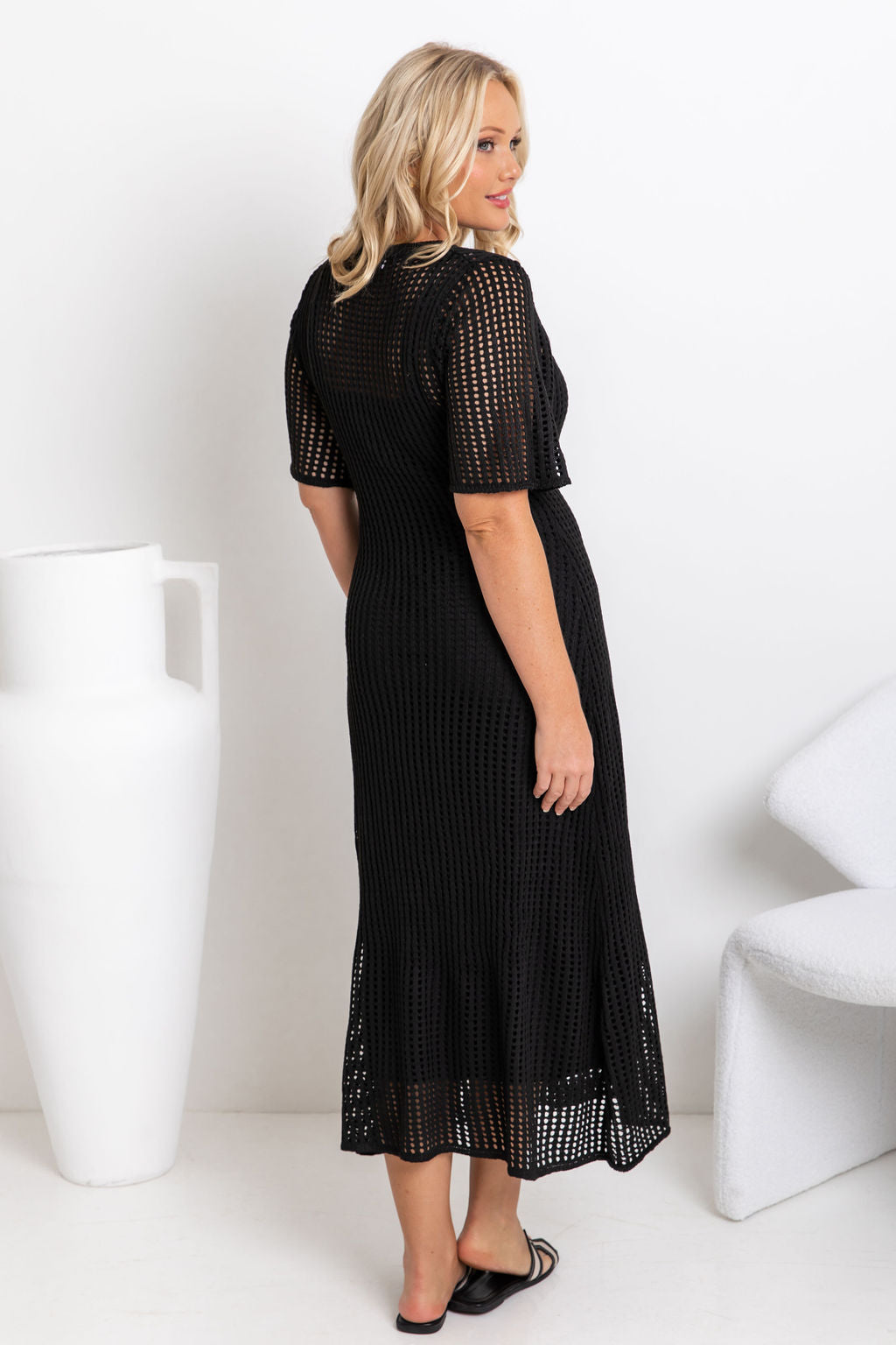 Airlie Crochet Maxi Dress - Black
