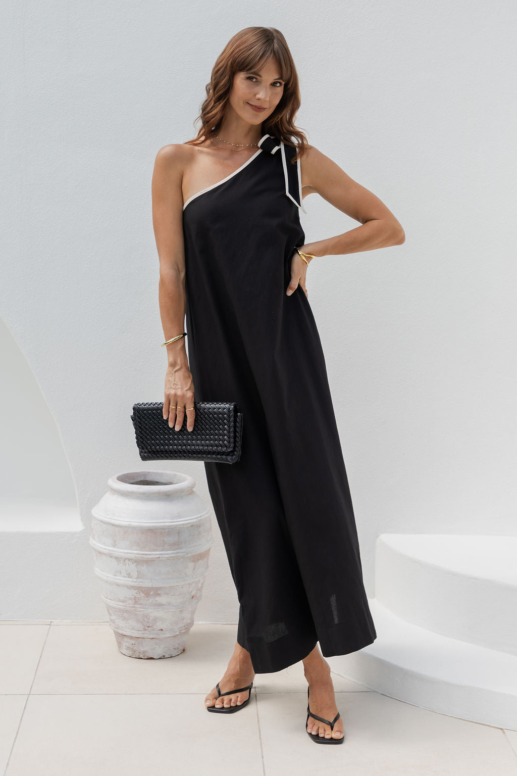 Lucinda One-Shoulder Maxi Dress - Black