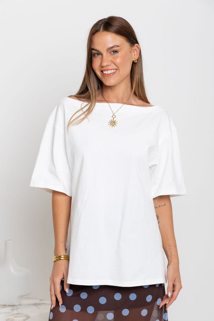 Arden Off-The-Shoulder Tee - White