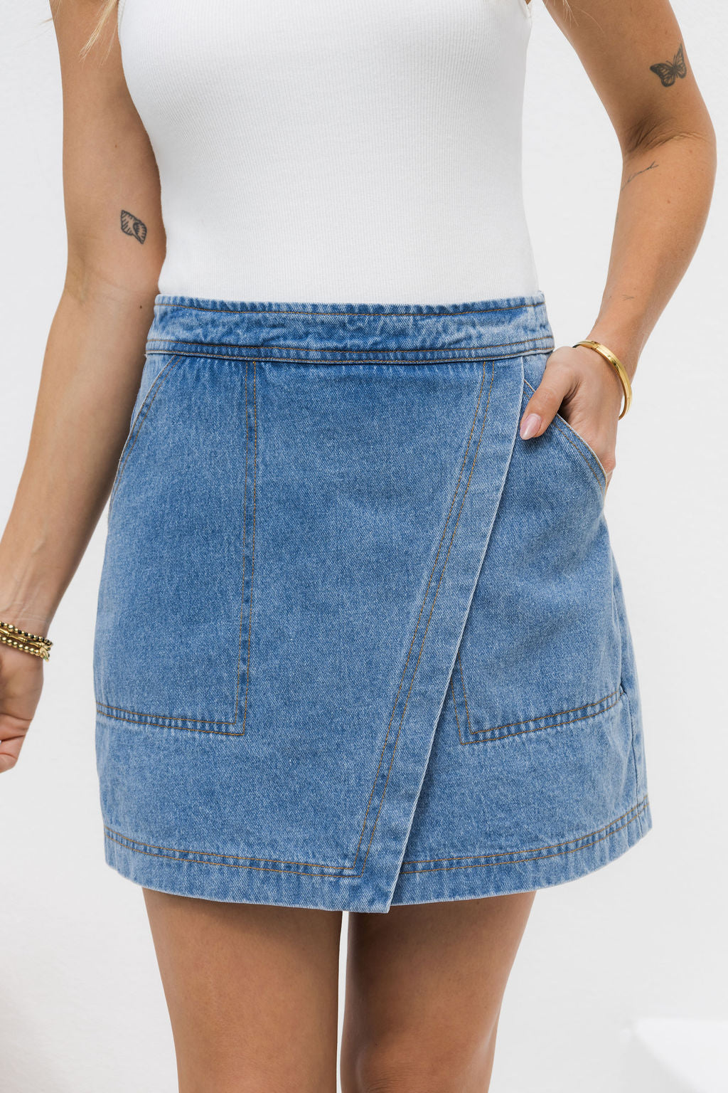 Sienna Denim Mini Skirt - Mid Wash