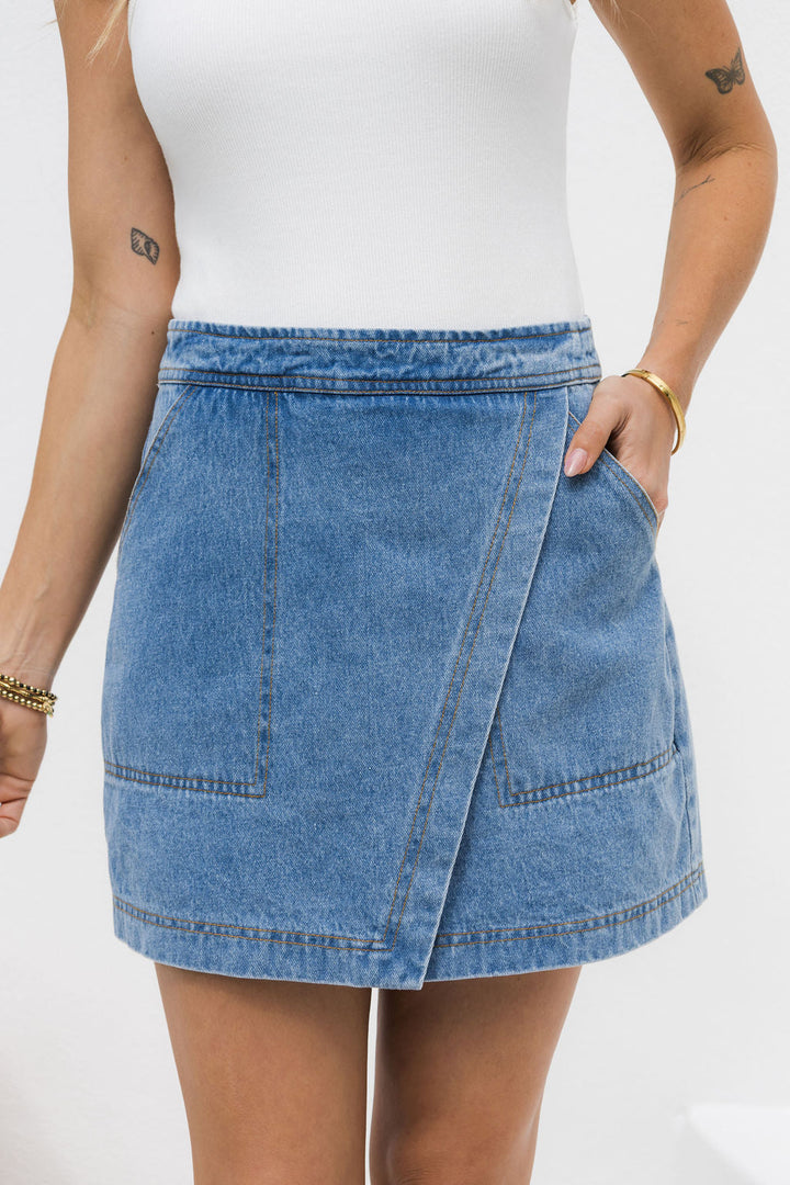 Sienna Denim Mini Skirt - Mid Wash