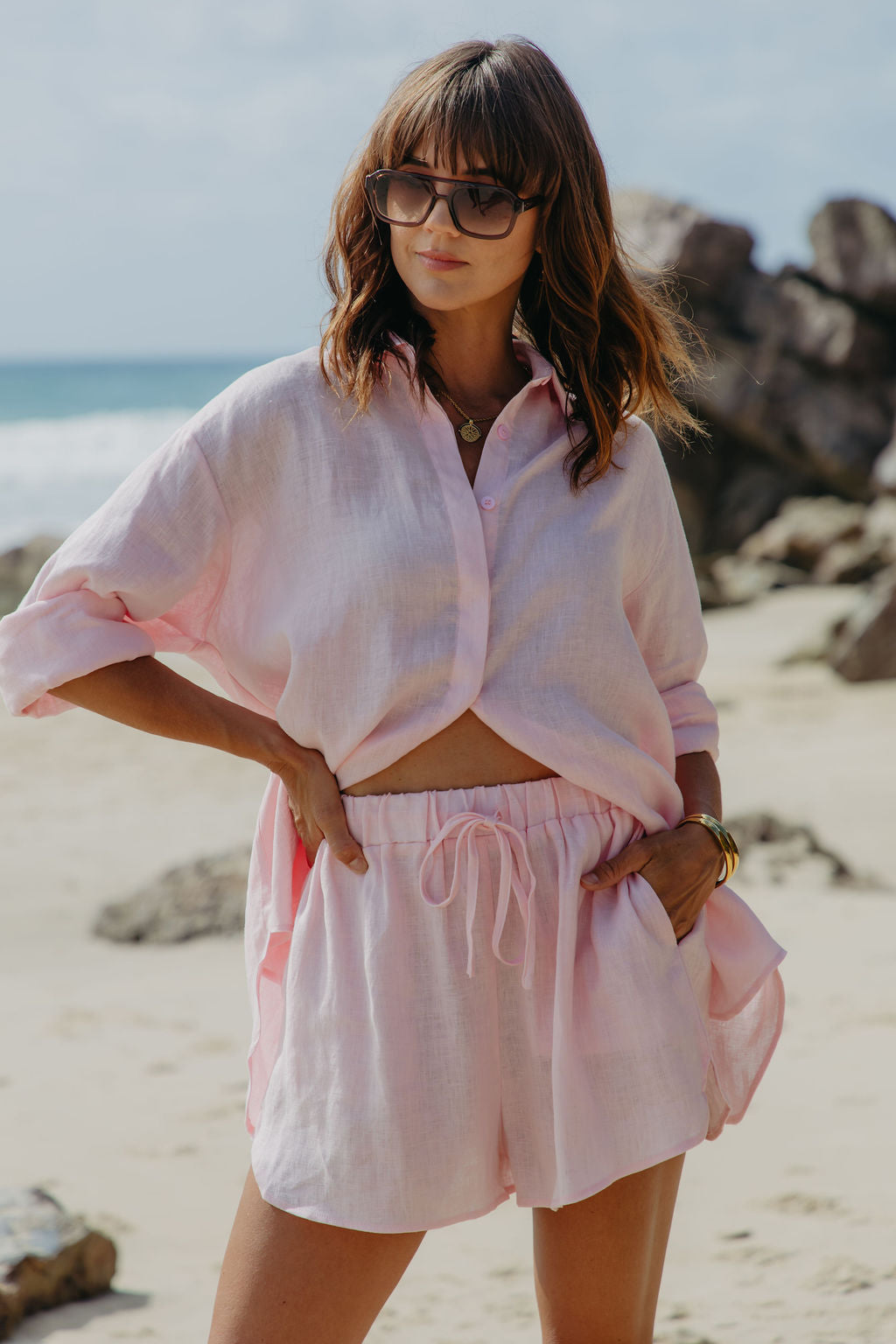 Charlie Linen Shorts - Pink