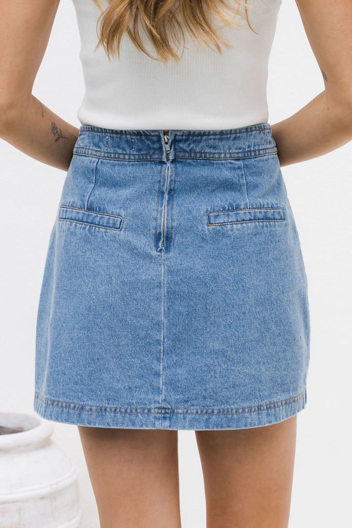 Sienna Denim Mini Skirt - Mid Wash