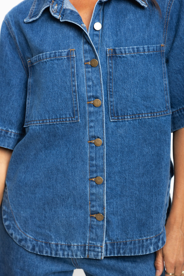Tallon Denim Shirt - Mid Blue Wash - The Self Styler Exclusive