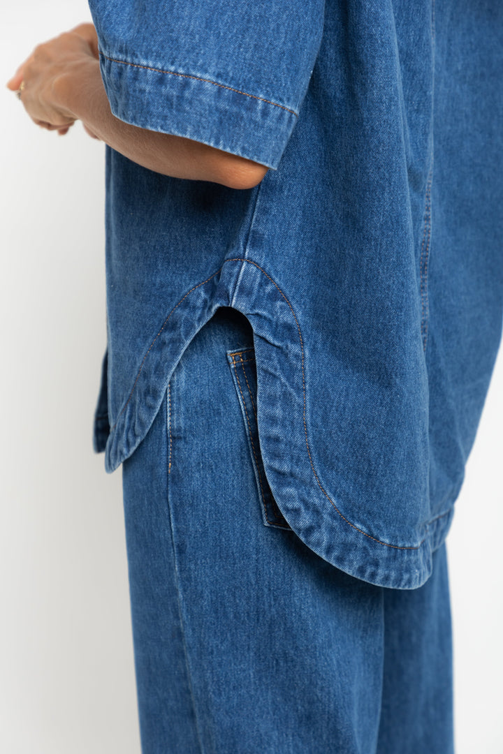 Tallon Denim Shirt - Mid Blue Wash - The Self Styler Exclusive