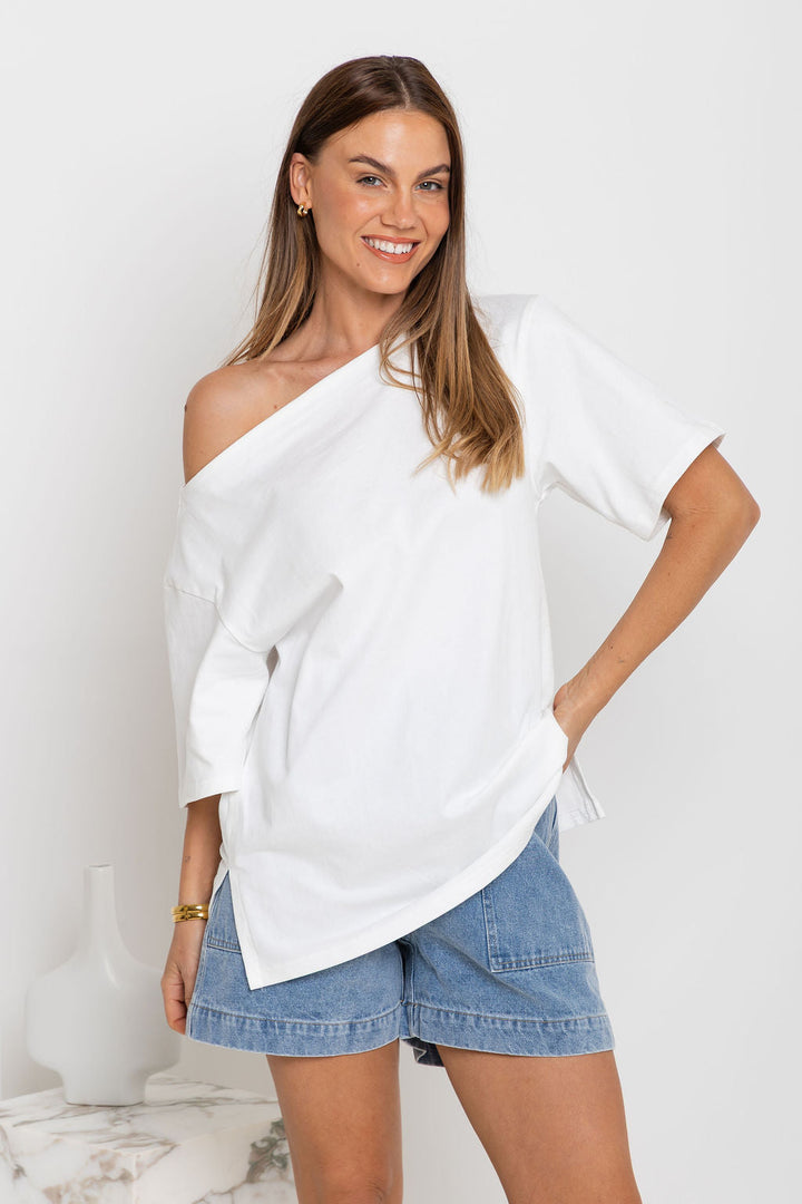 Arden Off-The-Shoulder Tee - White