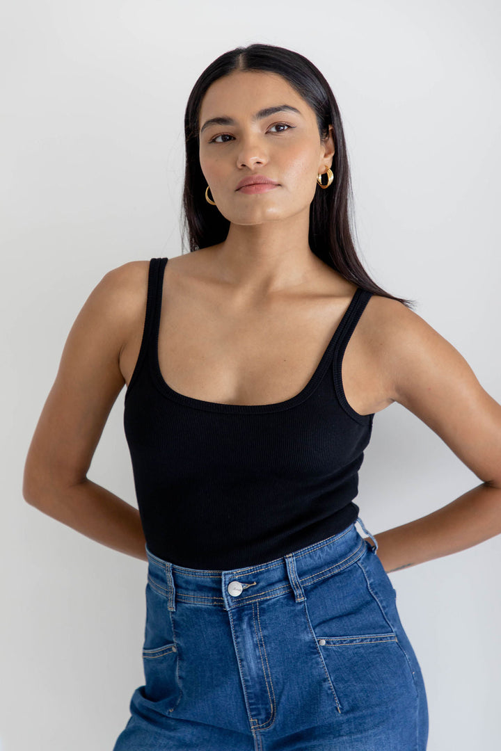 Harley Ribbed Tank Top - Black