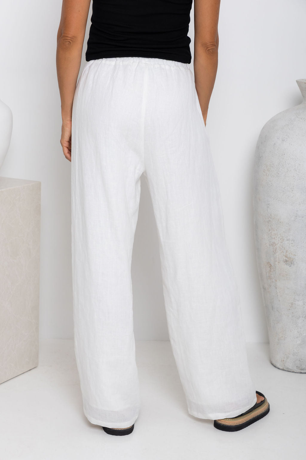 Willow Straight-Leg Linen Pants - White