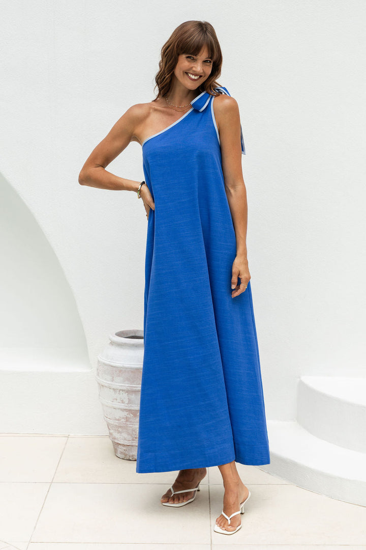 Lucinda One-Shoulder Maxi Dress - Blue