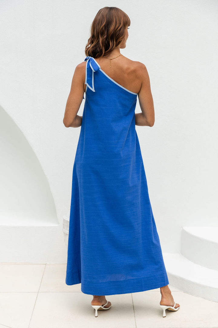 Lucinda One-Shoulder Maxi Dress - Blue