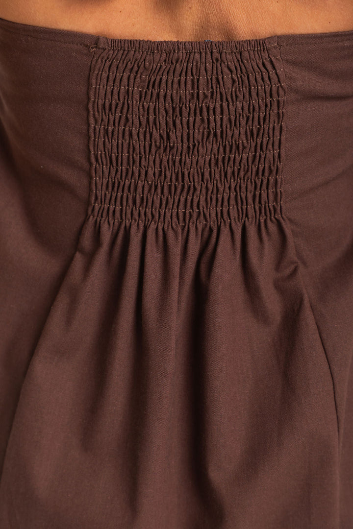 Billie Pleated Halter Maxi Dress - Chocolate