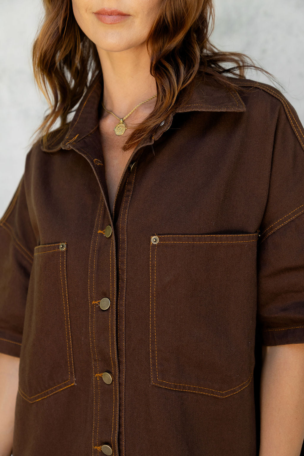 Juno Oversized Denim Shirt - Espresso