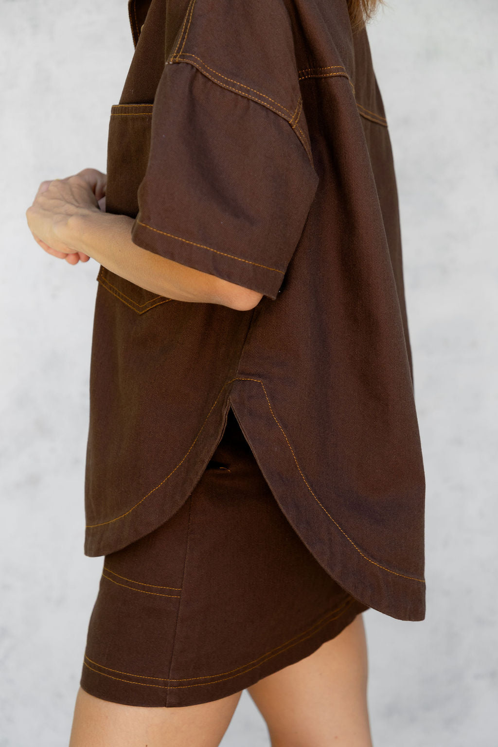 Juno Oversized Denim Shirt - Espresso