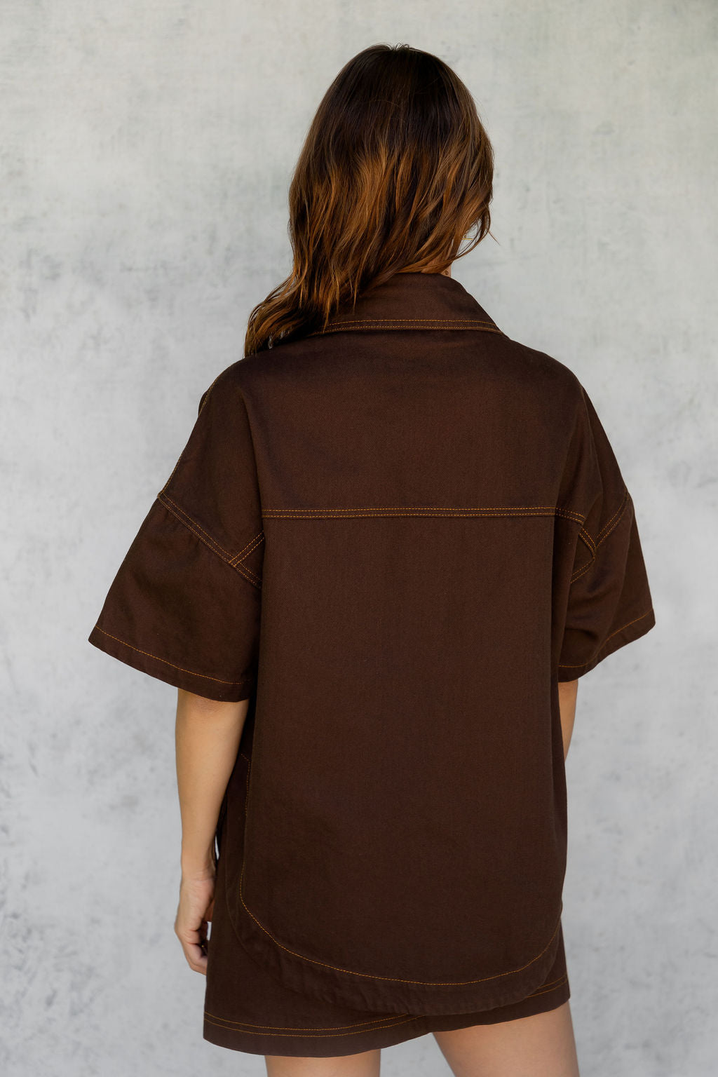 Juno Oversized Denim Shirt - Espresso