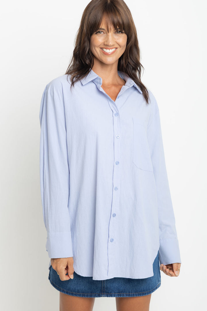 Aston Cotton Shirt - Chalk Blue