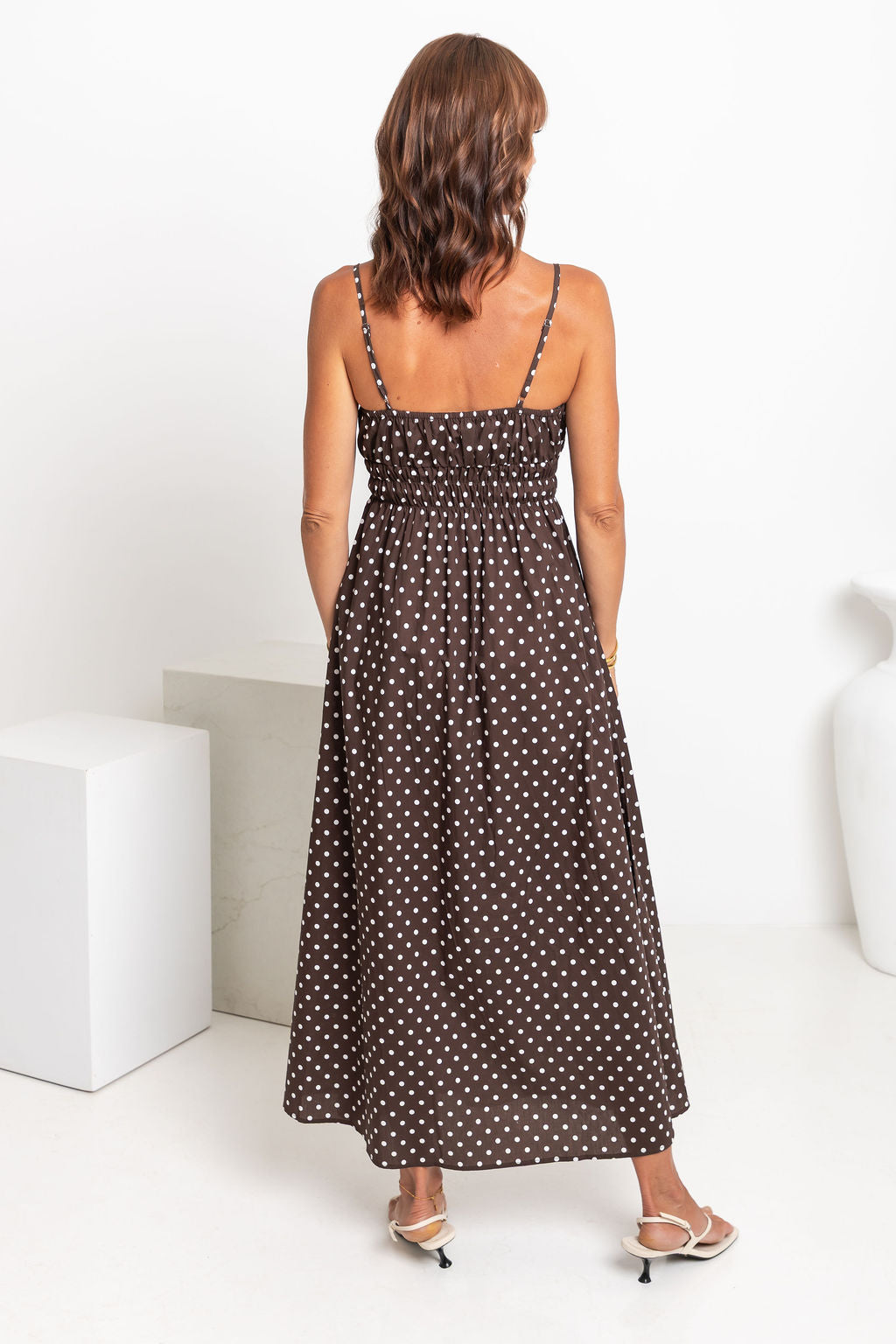 Indie Polka Dot Maxi Dress - Chocolate and White