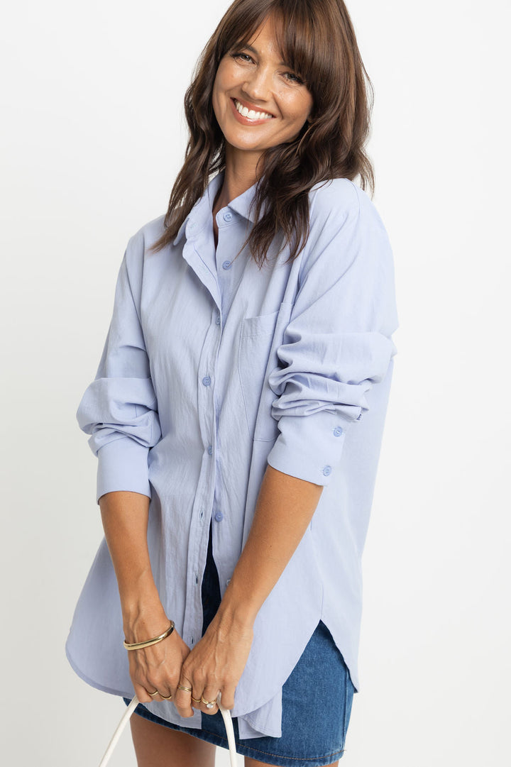 Aston Cotton Shirt - Chalk Blue