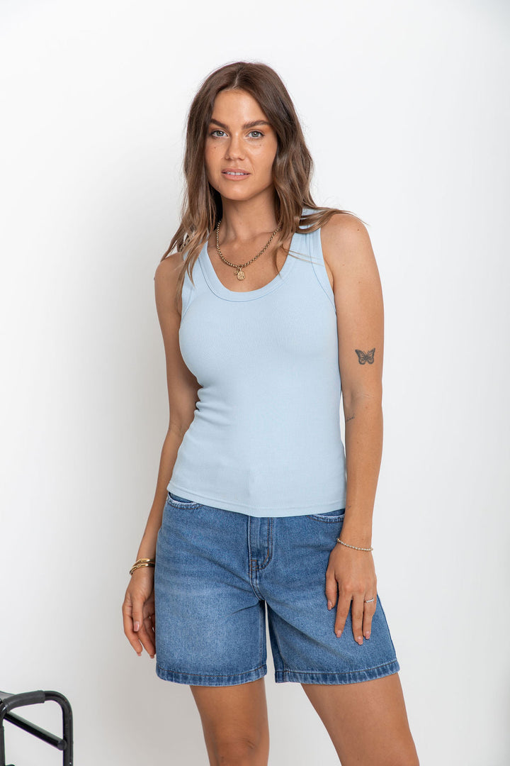 Leni Scoop Tank - Blue