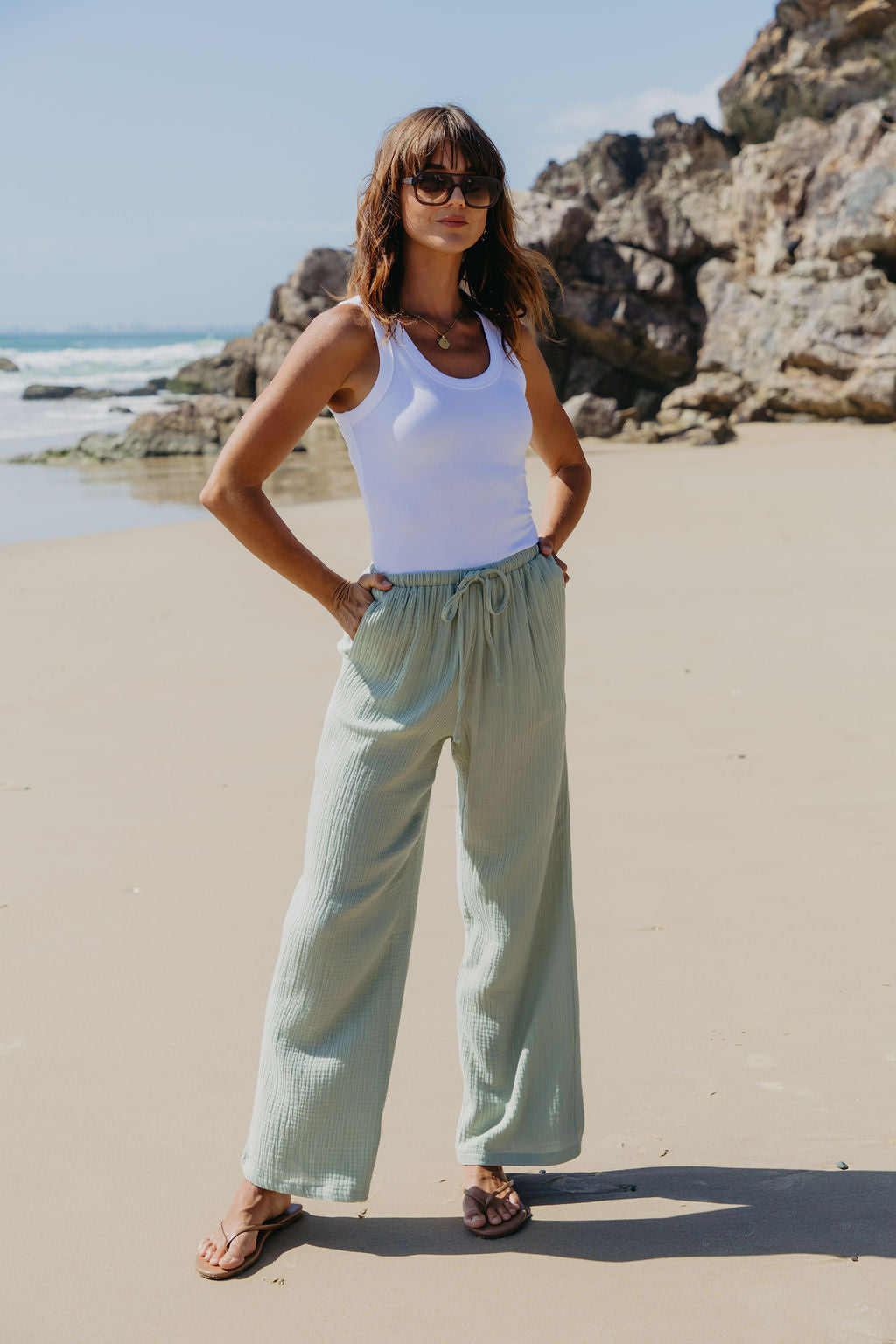 Zulu Cotton Pants - Sage Green