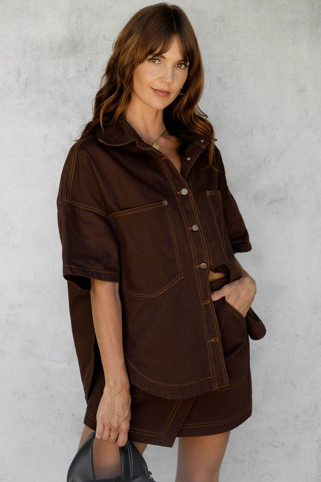 Juno Oversized Denim Shirt - Espresso