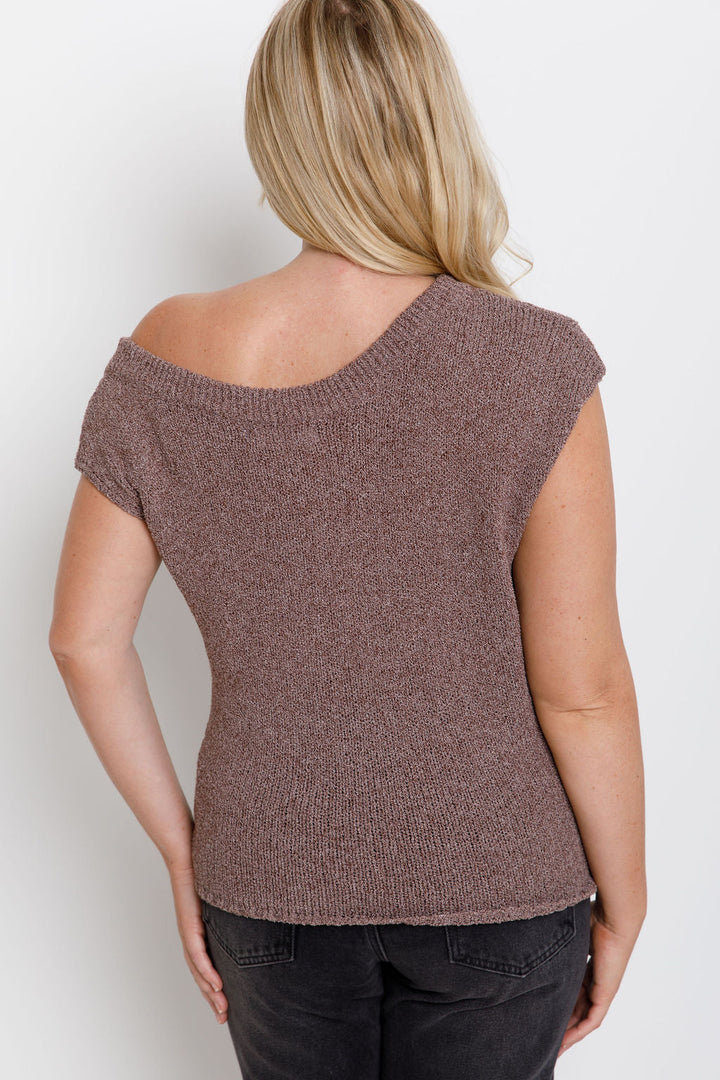 Avalon Off-The-Shoulder Top - Choc Marle