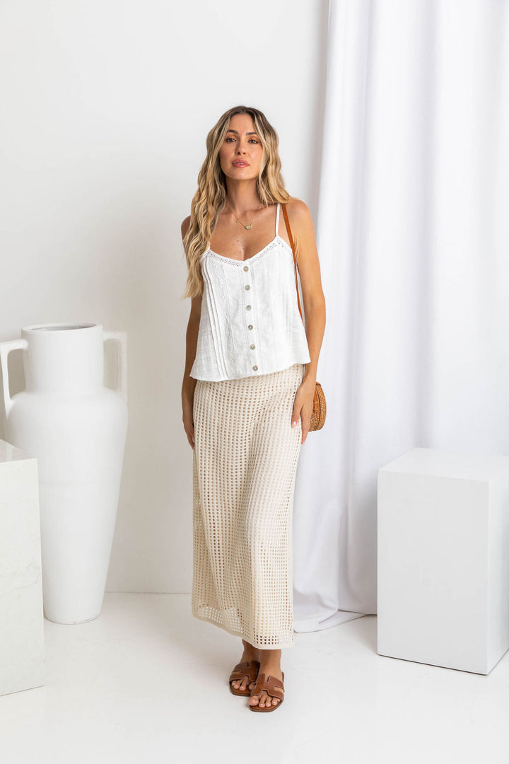 Florence Crochet Midi Skirt - Natural