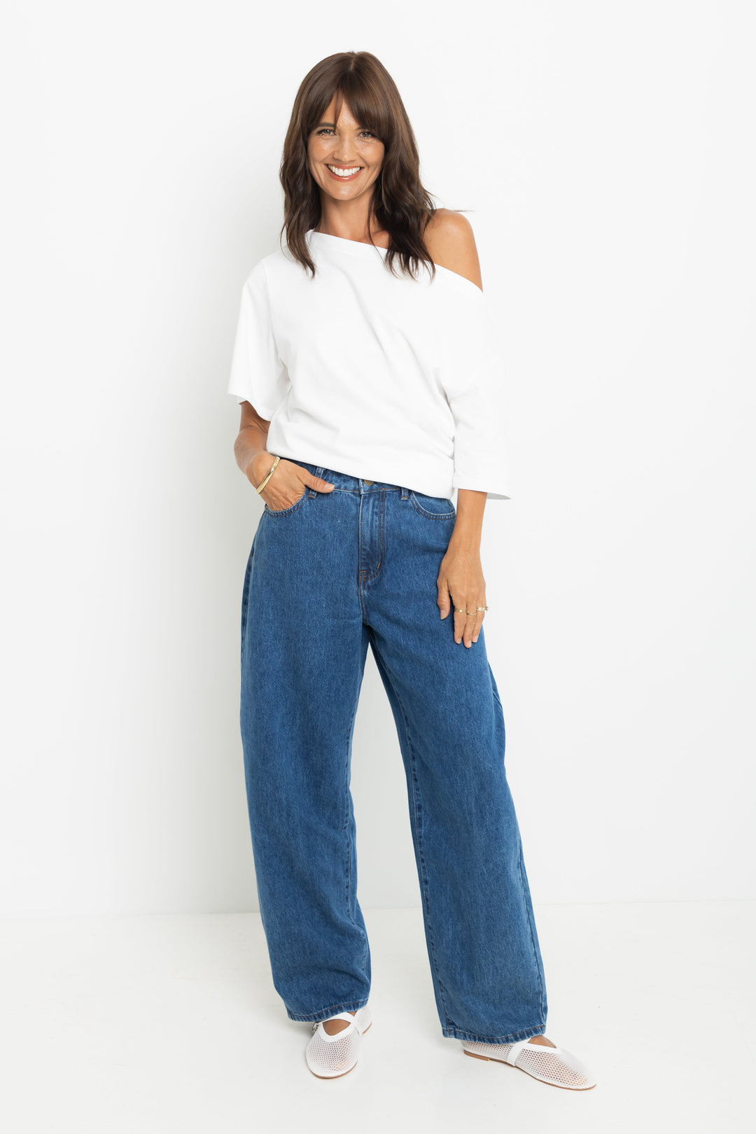 Bodhi Barrel Denim Jeans - Mid Blue Wash - The Self Styler Exclusive