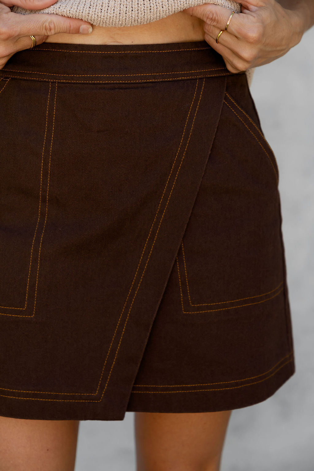 Sienna Denim Mini Skirt - Espresso