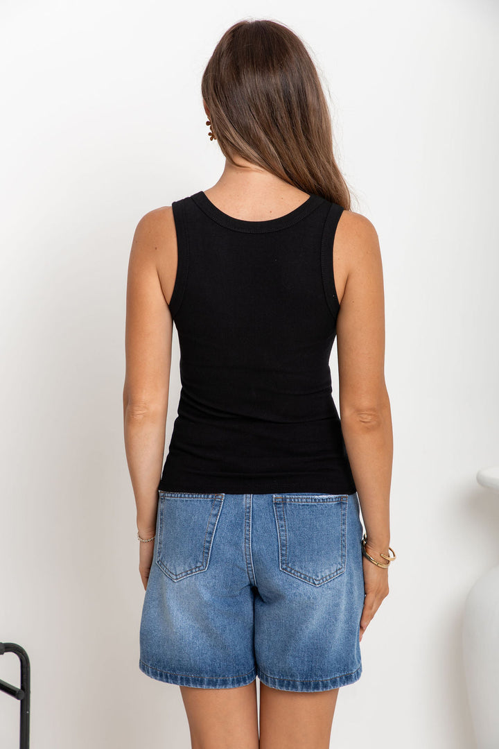 Leni Scoop Tank - Black