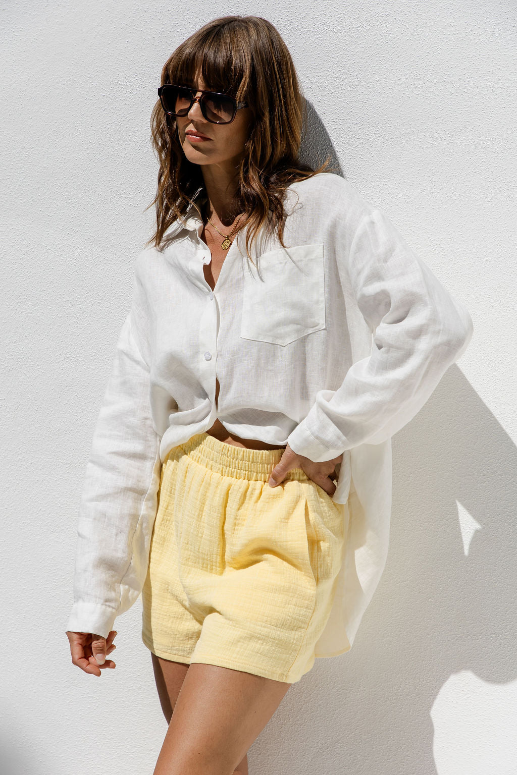 Brooklyn Cotton Shorts - Yellow