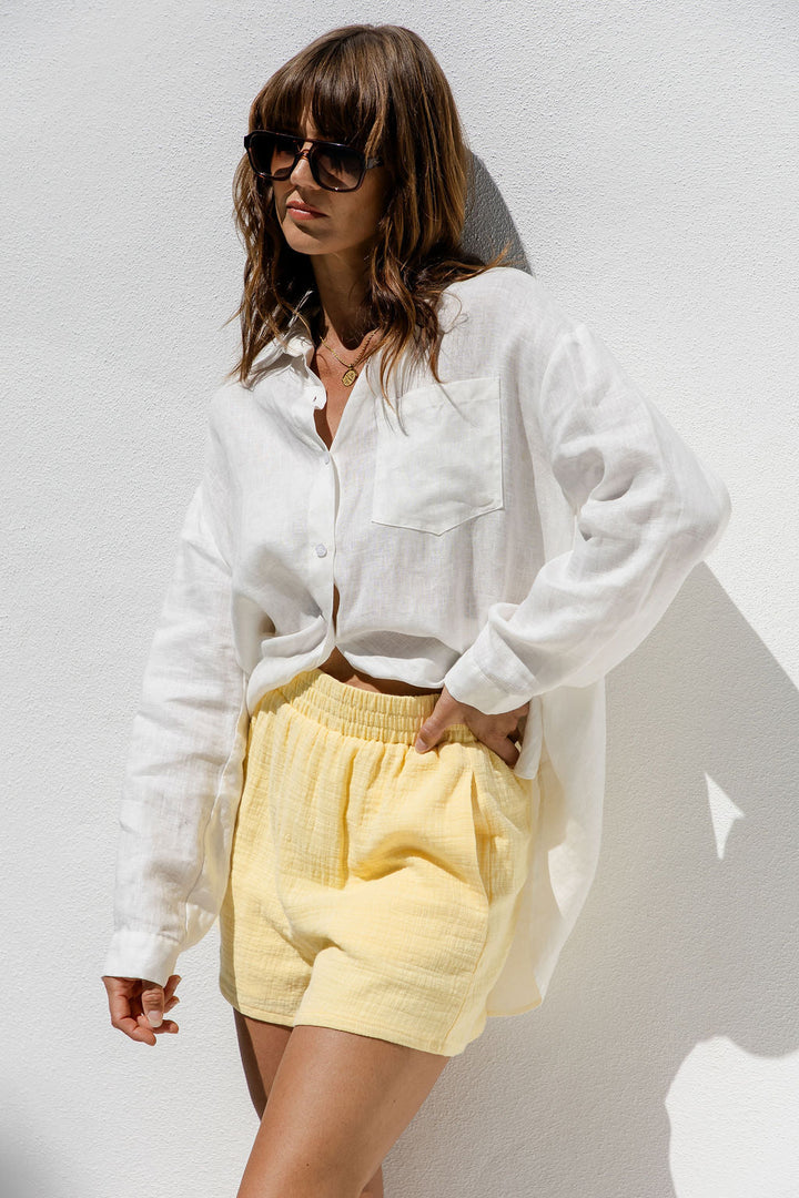 Brooklyn Cotton Shorts - Yellow